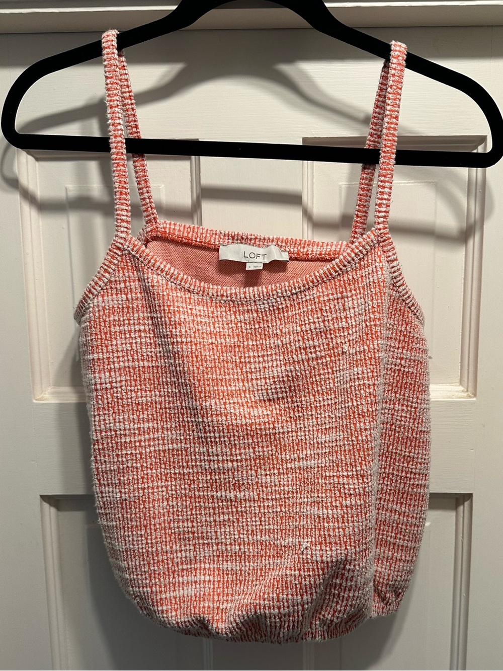 LOFT Coral Pink Textured Knit Cropped Camisole